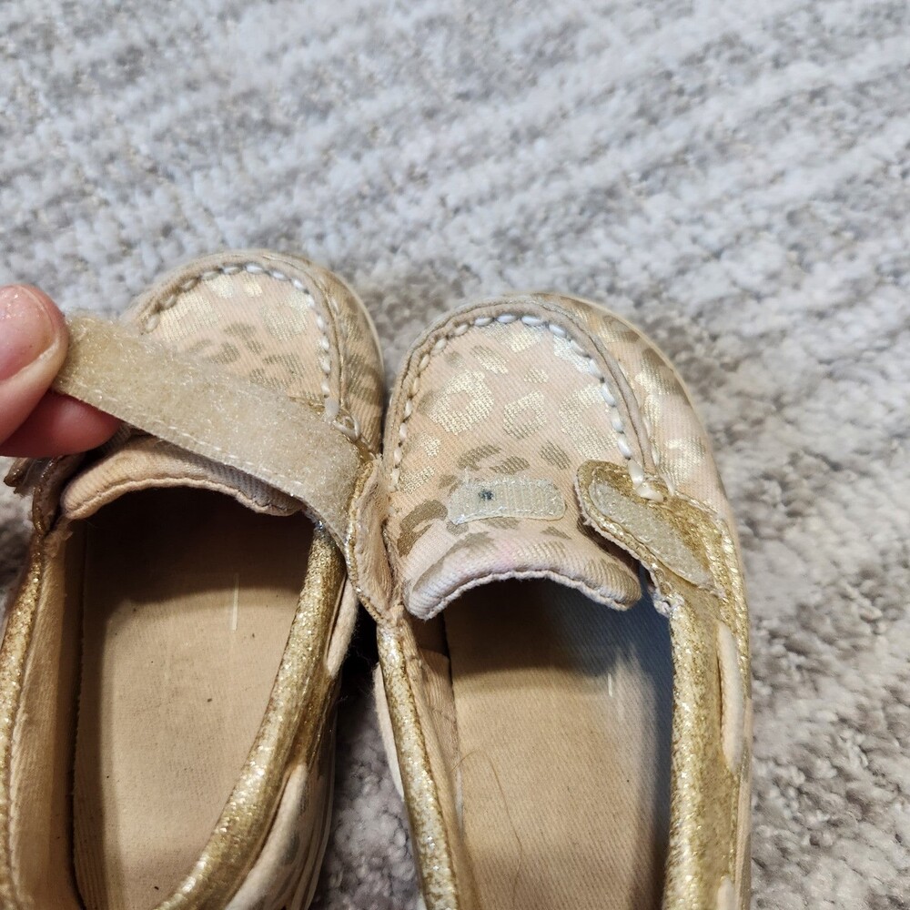 Sperry child animal print crib shoes gold size 4 - Picture 9 of 10